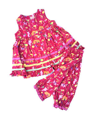 Vintage April Cornell - Cornelloki Girls Circus Two Piece Set 0-6 months Cotton